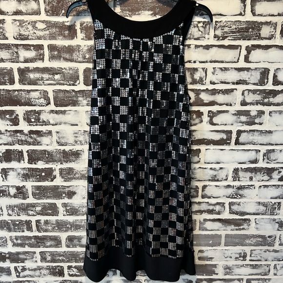 Scarlett Nite Black and Silver Sequin Sleeveless Dress Size 14 - Picture 3 of 5